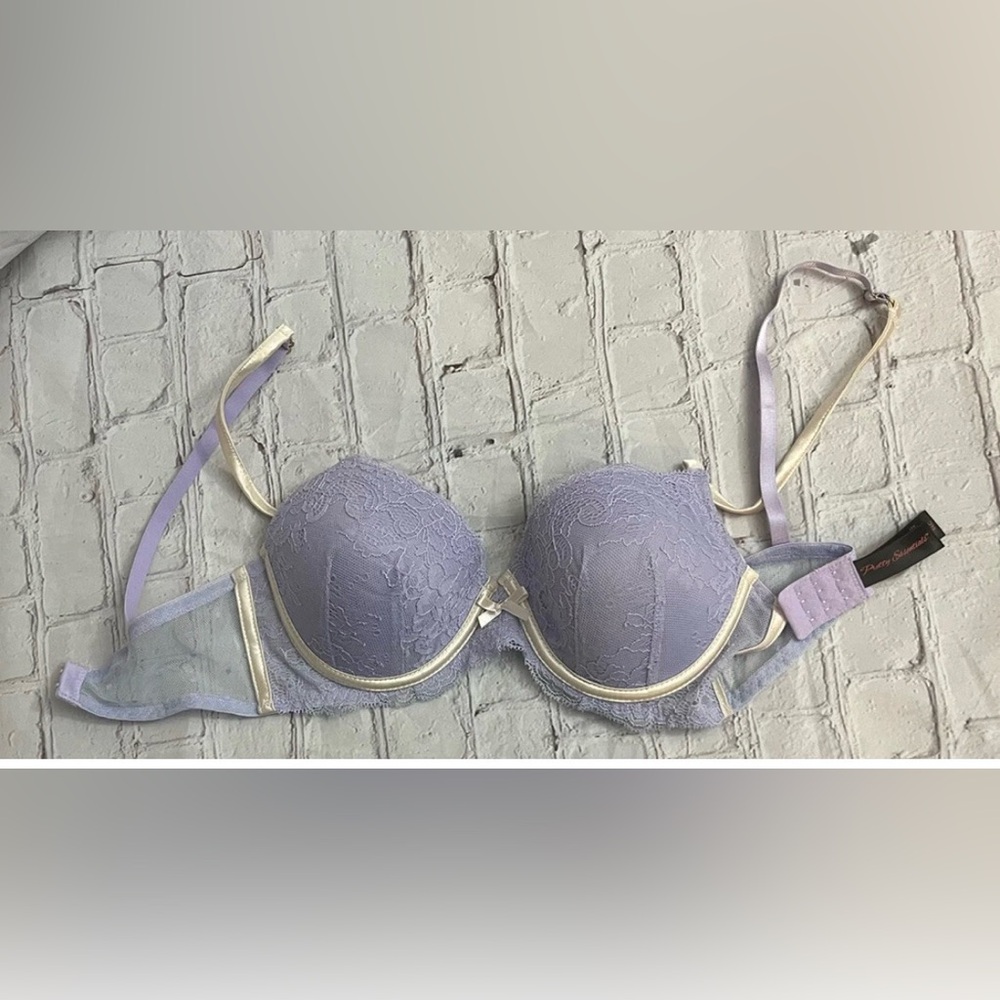 Pretty Essentials Womens Bra 34C Lavender Lace Push Up Underwire Smooth NWOT